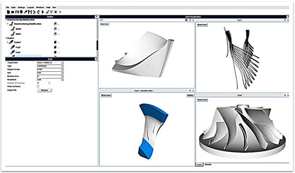3D Inverse Design models can be exported in a variety of formats and for a variety of purposes (full or periodic solid models, fluid volume, spanwise curve sets). STEP, IGES, point strings etc.