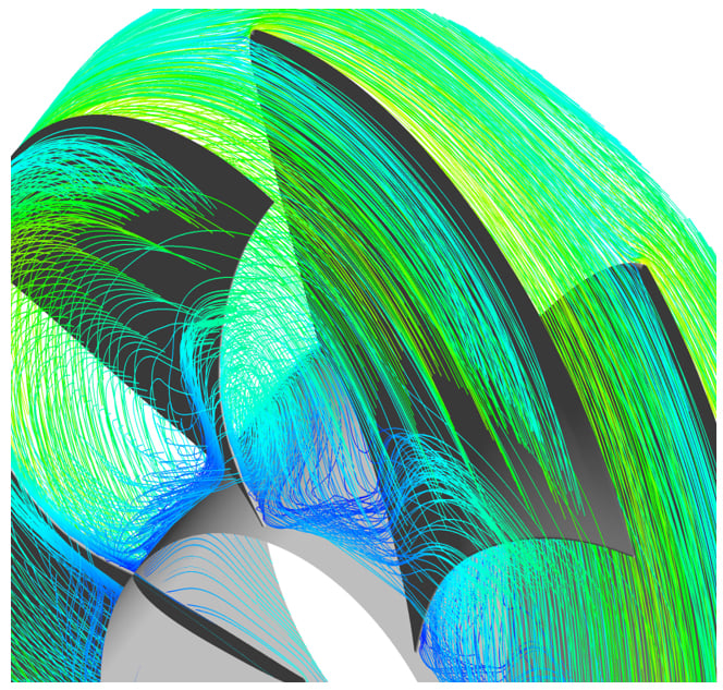 flow and separation in the fan blade passage
