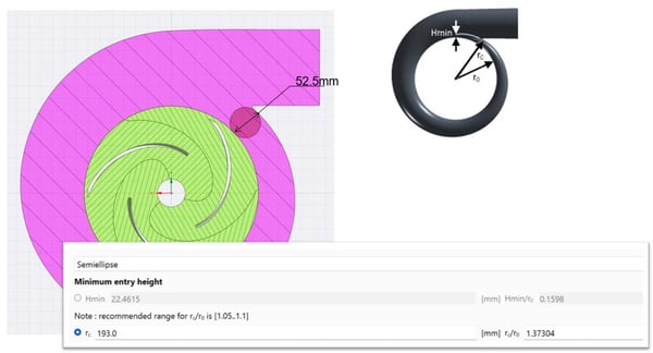 Setting the volute tongue clearance to a specific value in TURBOdesign Volute