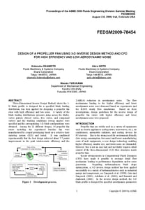 Design of a Propeller Fan Using 3-D Inverse Design Method and CFD for High Efficiency and Low Aerodynamic Noise