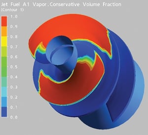 Cavitation pattern in the original impeller