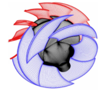  Baseline mixed flow stage 3D geometry and meridional view.